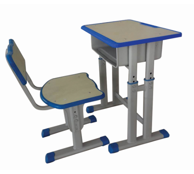 塑封邊雙柱升降課桌椅